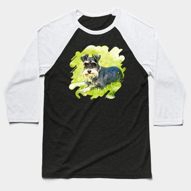 Miniature Schnauzer Baseball T-Shirt by Nartissima